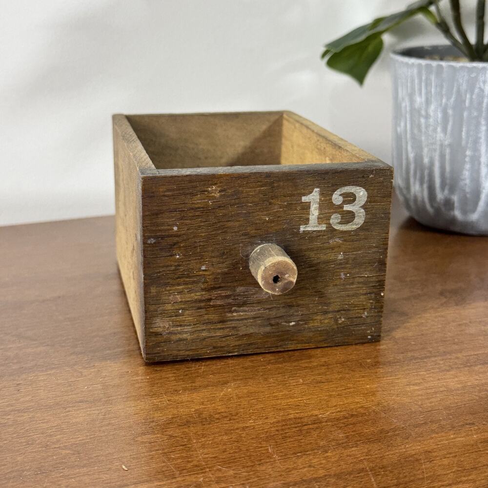 Vintage Wooden Drawer Box #13 Industrial Rustic Storage Bin Apothecary Cabinet